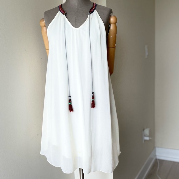Jella Couture White Boho Dress, with Tassels - M - Picture 1 of 8